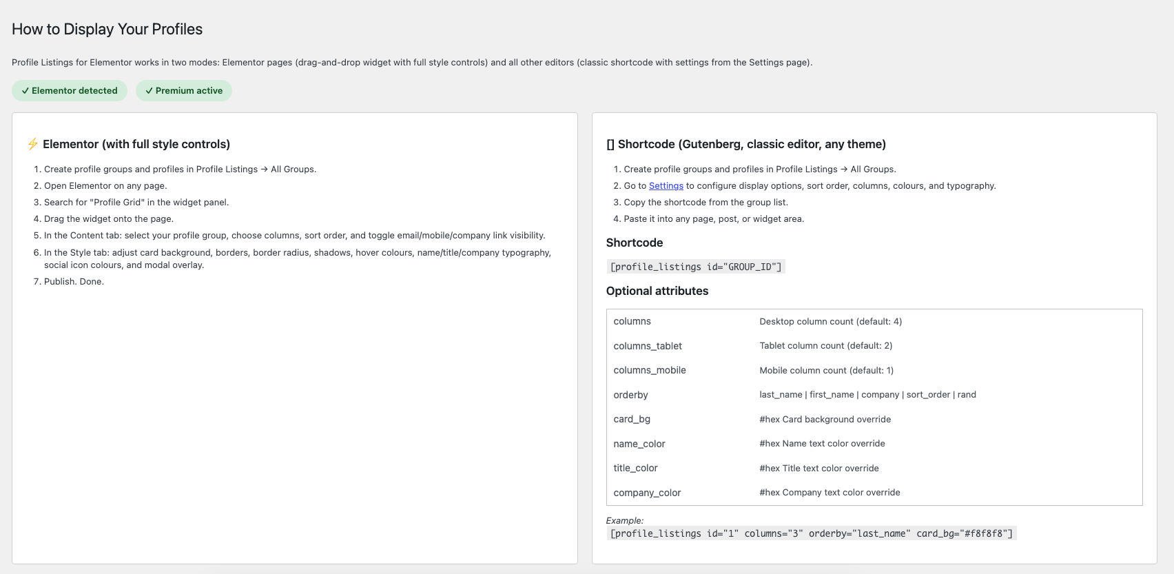 Profile Listings for Elementor screenshot